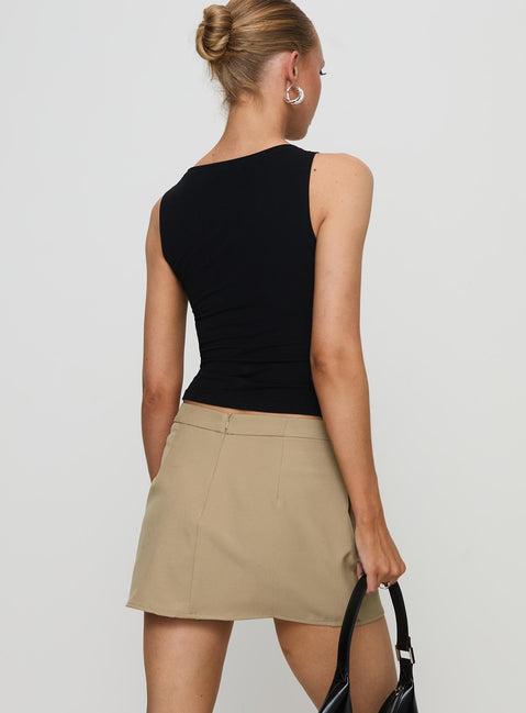 Hosier Twill Mini Skirt Taupe Product Image