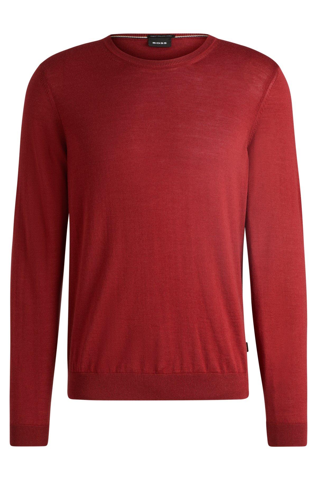 Slim-fit sweater in merino wool with crew neckline Product Image