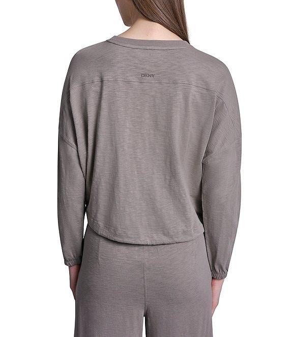 DKNY Sport by Donna Karan Coordinating Slub Knit Jersey Crew Neck Long Sleeve Pullover Product Image