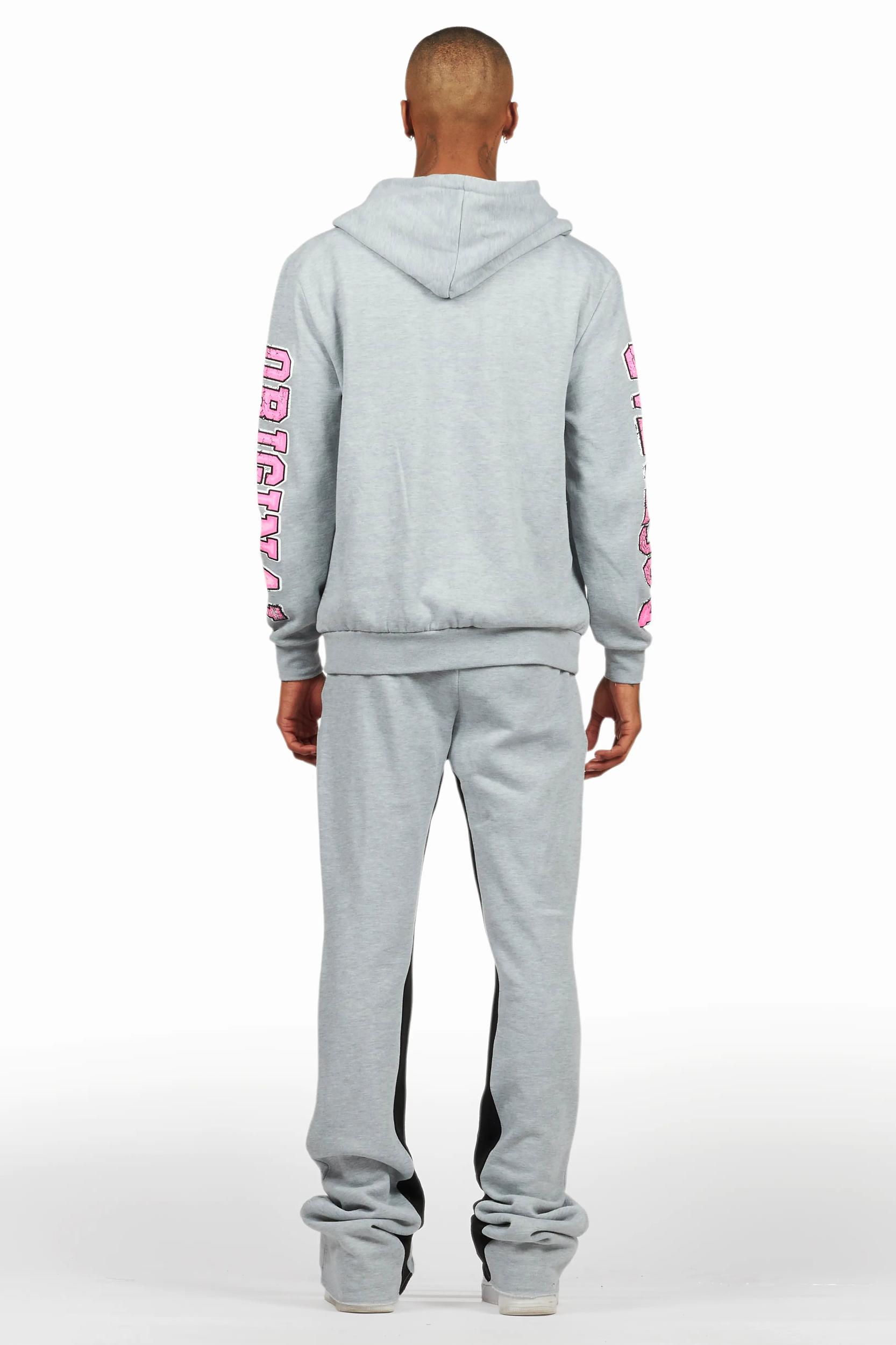 Fields Grey/Pink Baggy Hoodie Track Set Male Product Image