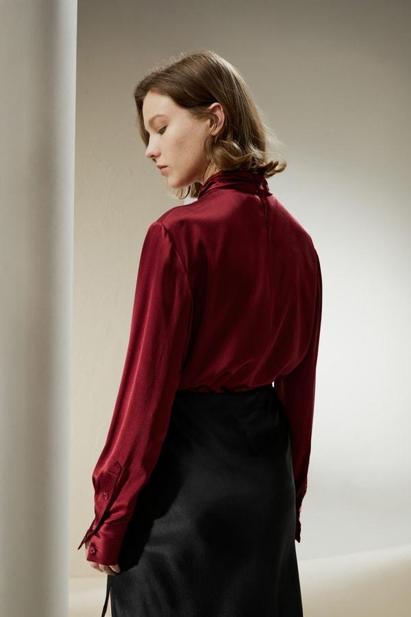 Asymmetrical Embellished Pleats Shirt Product Image