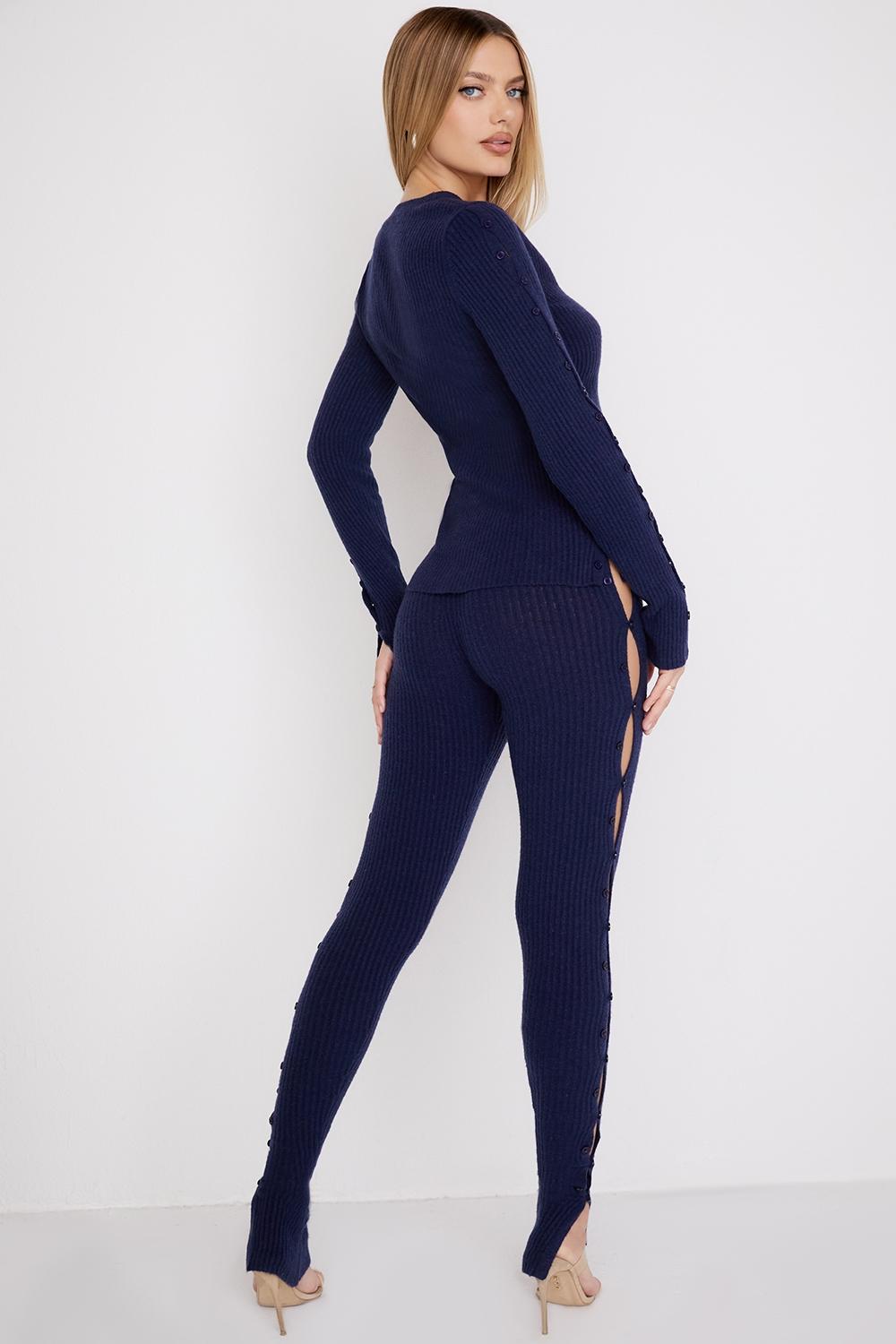 Belong  navy ribbed knit trousers - sale Product Image