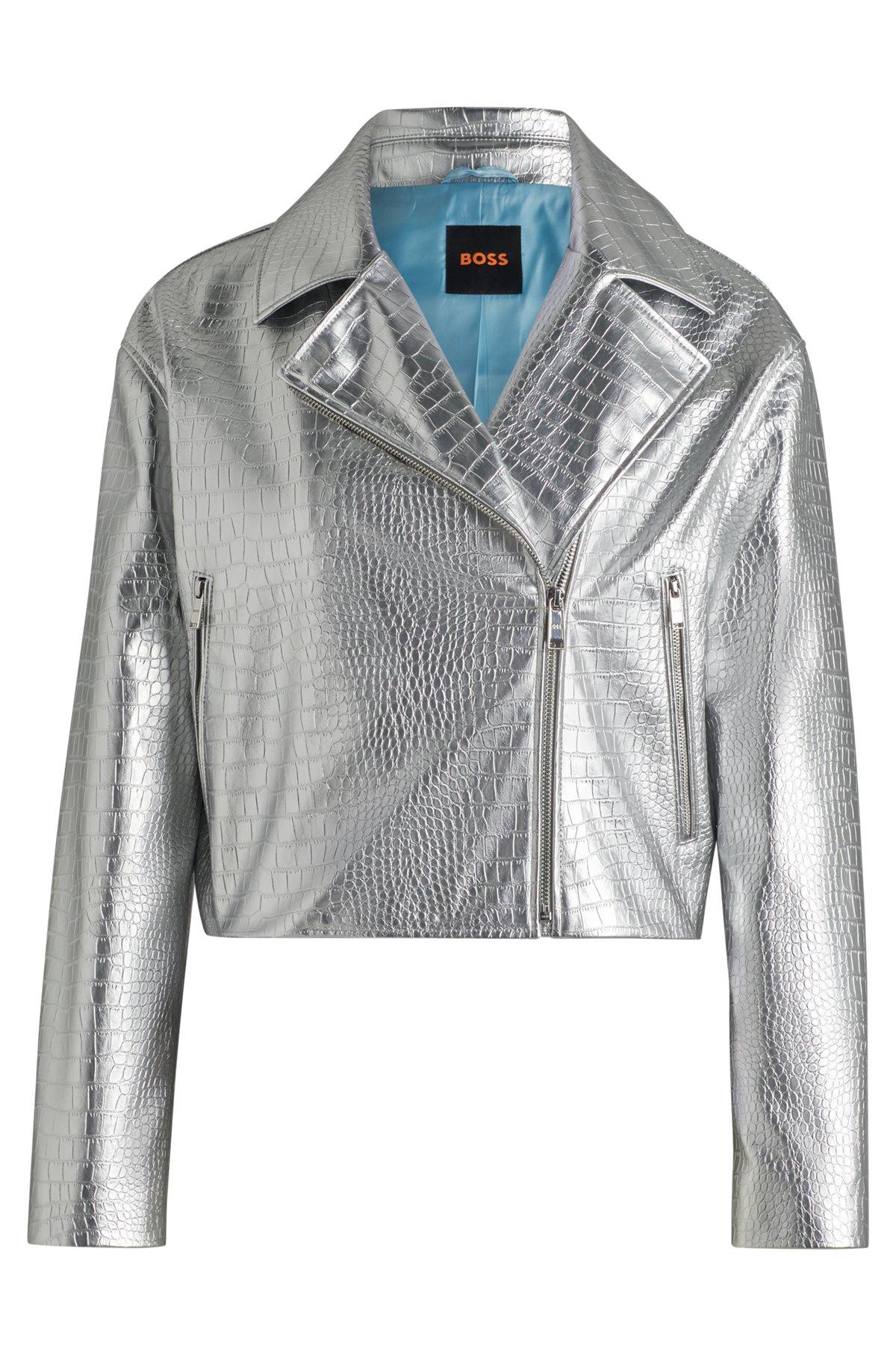 Faux-leather jacket with crocodile embossing Product Image
