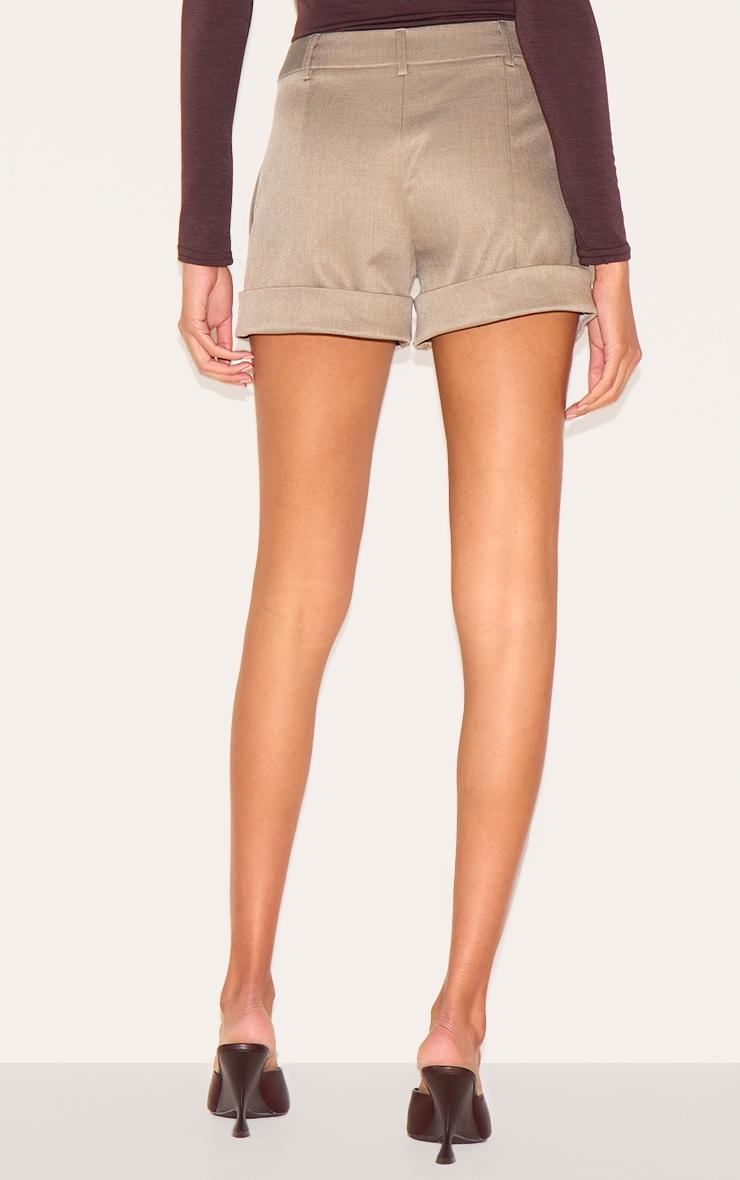 Taupe Mid Rise Tailored Woven Shorts Product Image