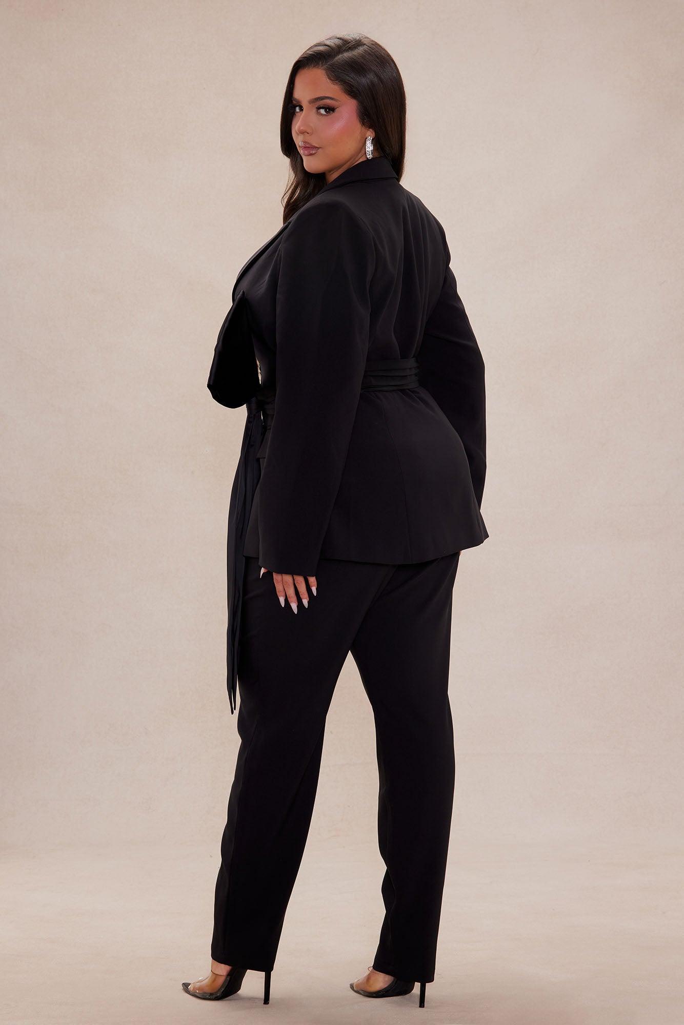 Jenna Bow Blazer Suit Set - Black Product Image