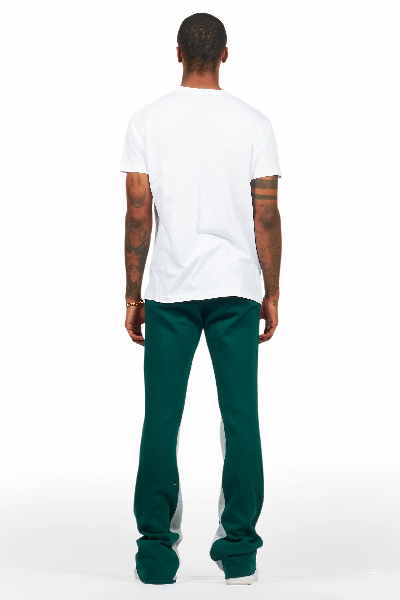 Kastell White/Green T-Shirt/Stacked Baggy Track Pant Set Male Product Image