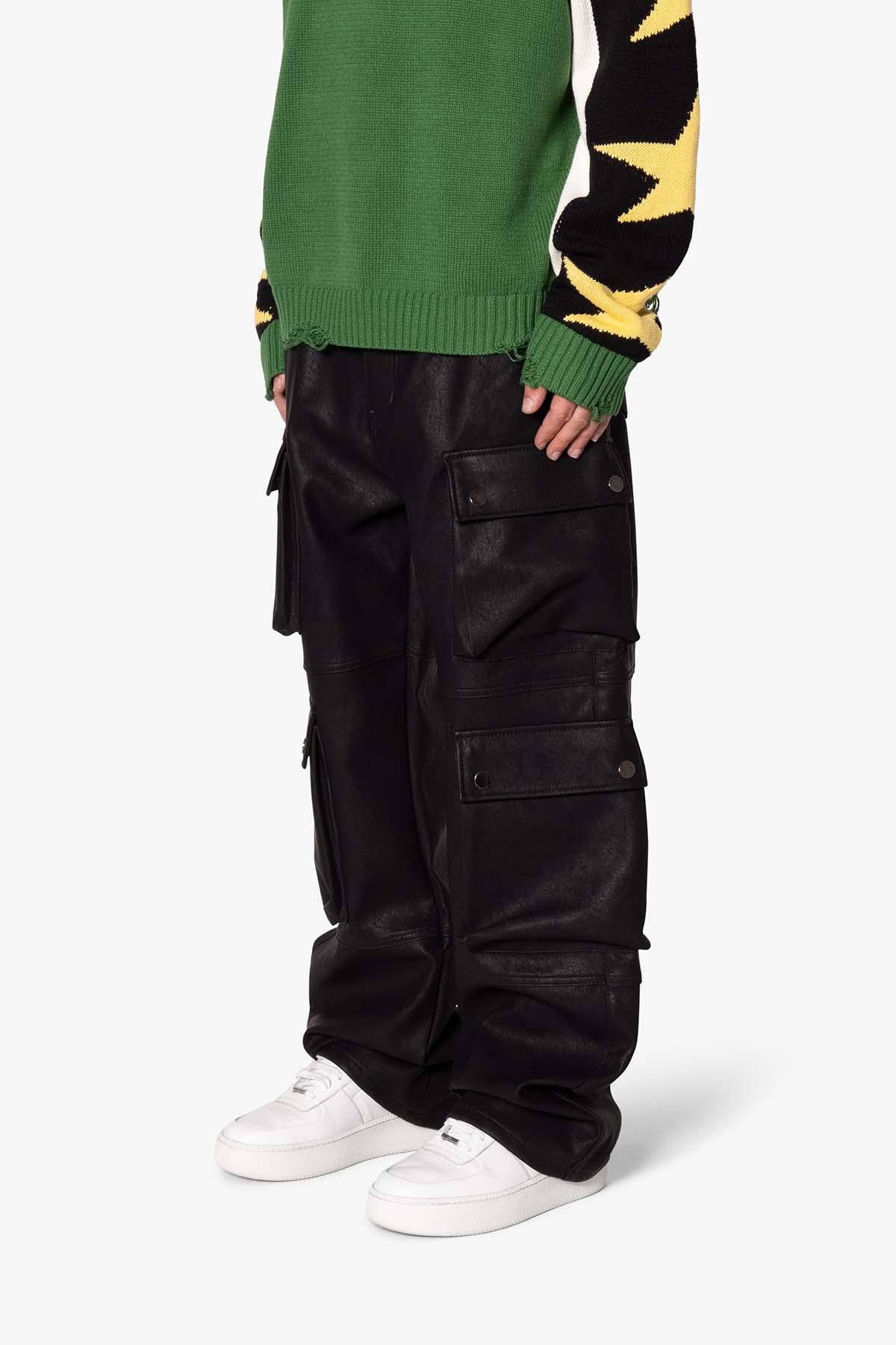 Ultra Baggy Leather Cargo Pants - Black Product Image