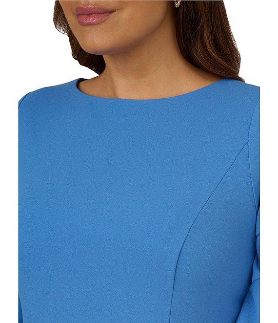 Adrianna Papell Plus Size Stretch Crepe 3/4 Bell Sleeve Sheath Dress Product Image