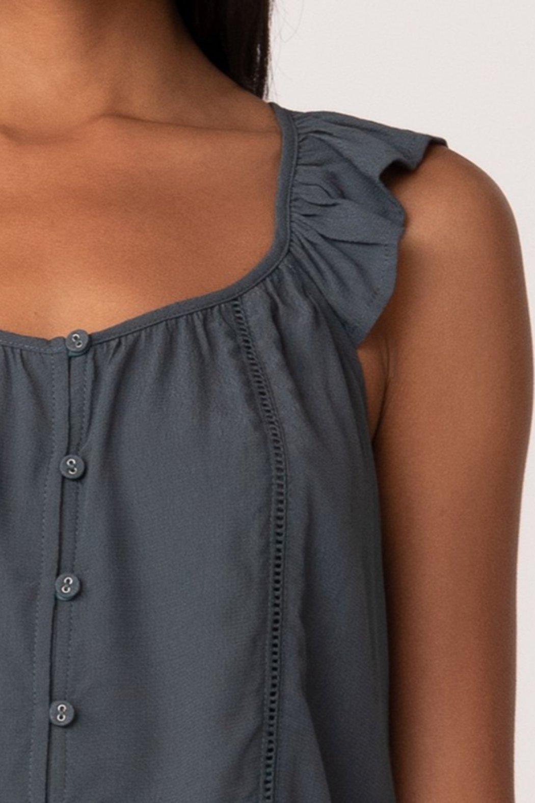 Ruffle Strap Button Down Top Product Image