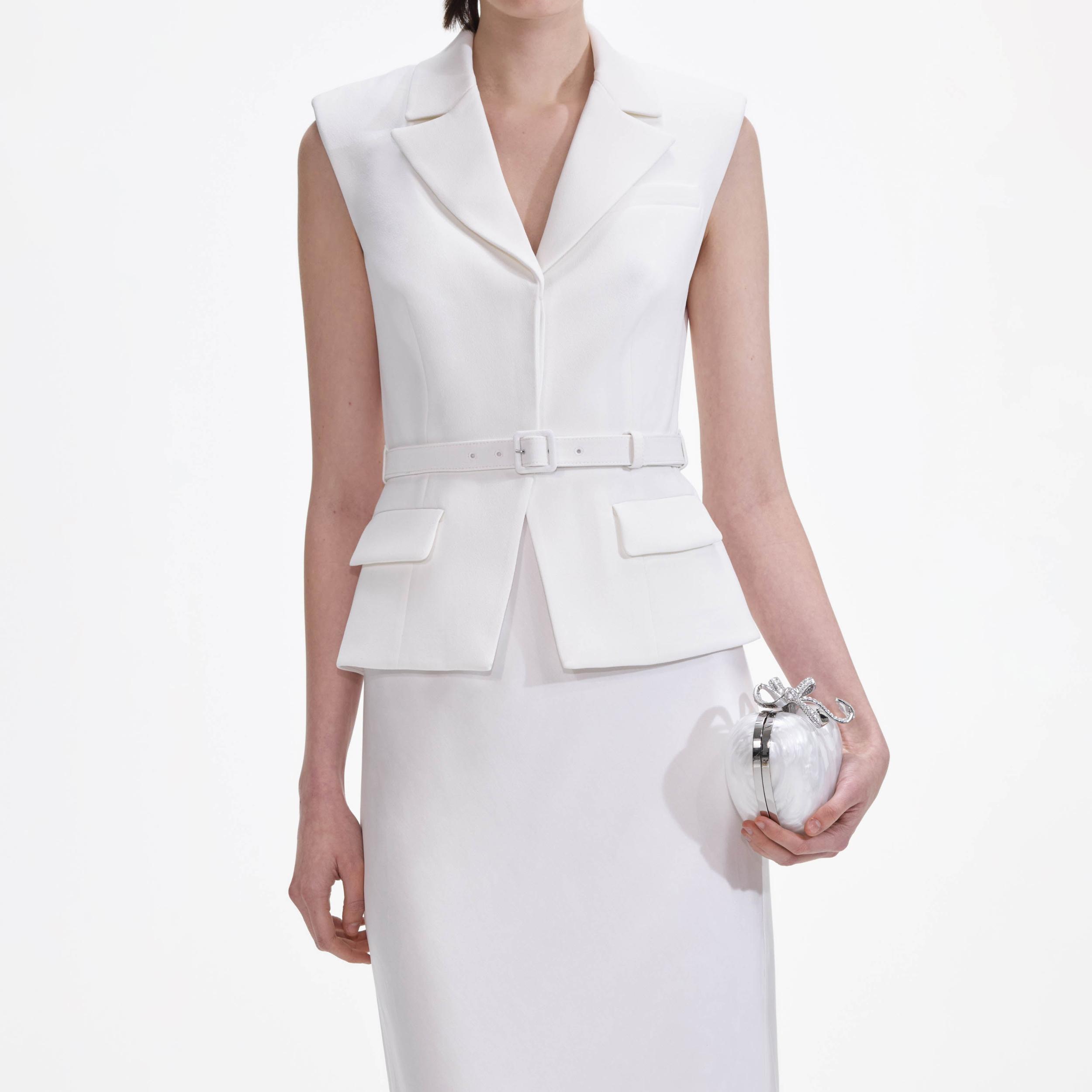 White Crepe Maxi Dress Product Image