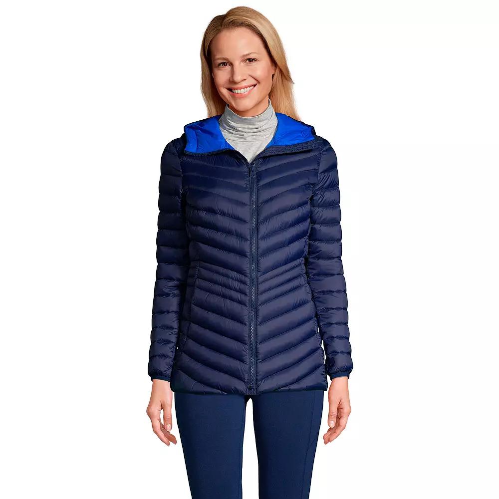 Petite Lands' End Wanderweight Ultralight Hooded Packable Down Jacket, Women's,  Product Image