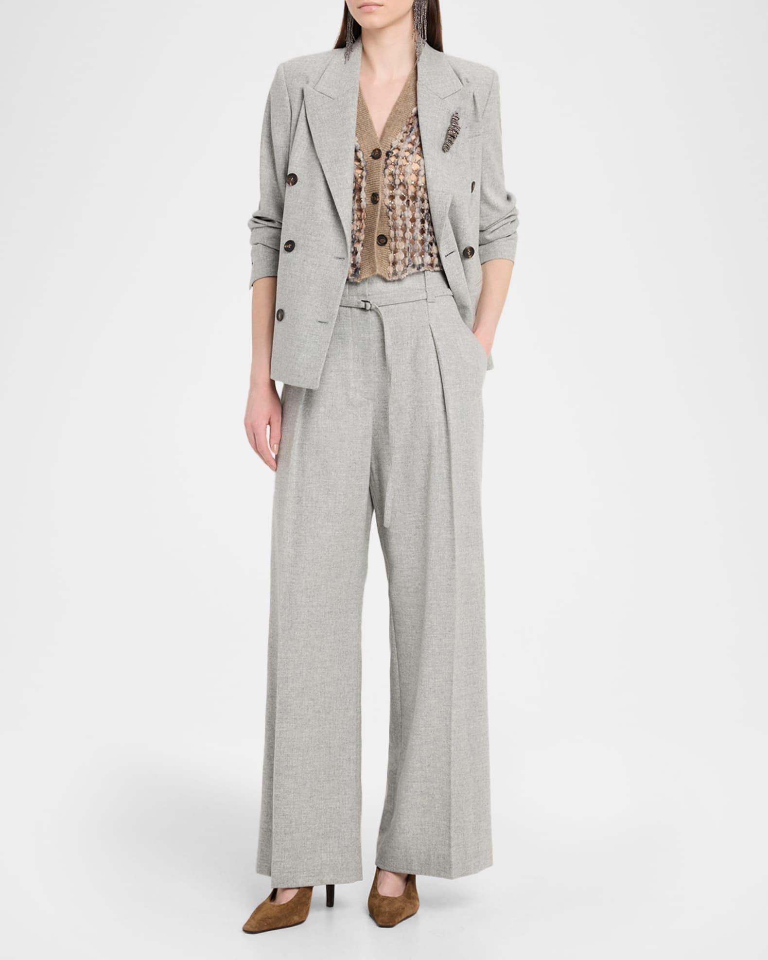 Cashmere-Wool Flannel Wide Sartorial Pants With Belt Product Image