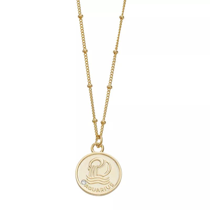 City Luxe Cubic Zirconia & Beaded Chain Zodiac Pendant Necklace, Women's, Gold Tone Gemini Product Image