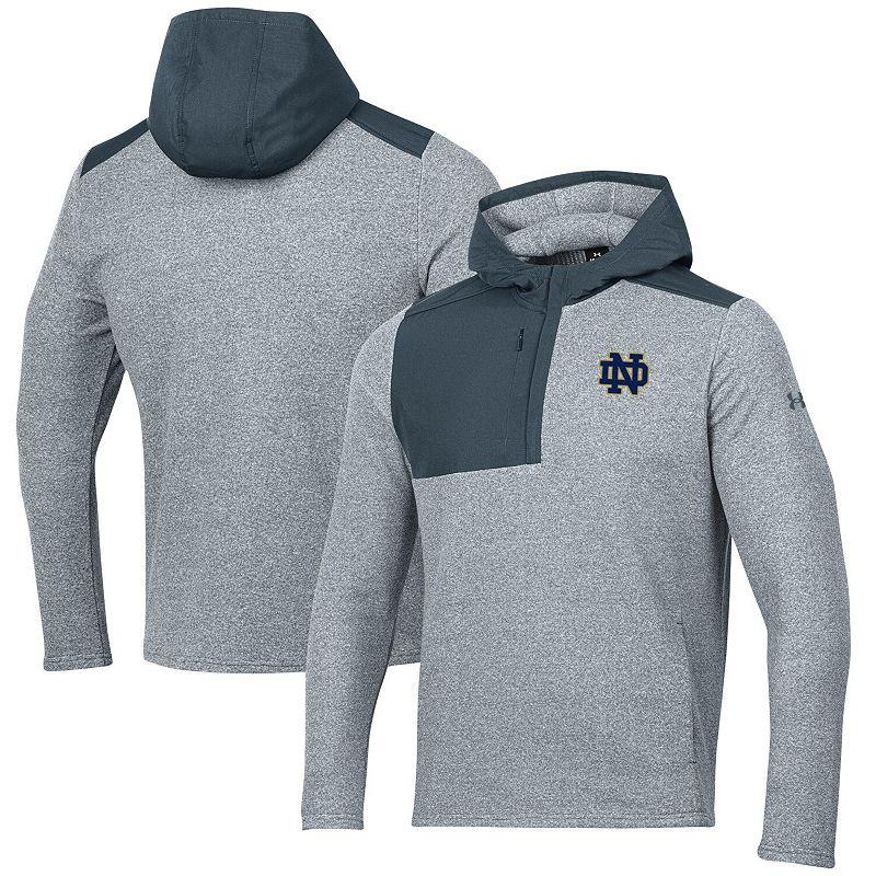 Men's Under Armour Gray Notre Dame Fighting Irish Survivor Fleece Hoodie Quarter-Zip Jacket, Size: Medium, Grey Product Image