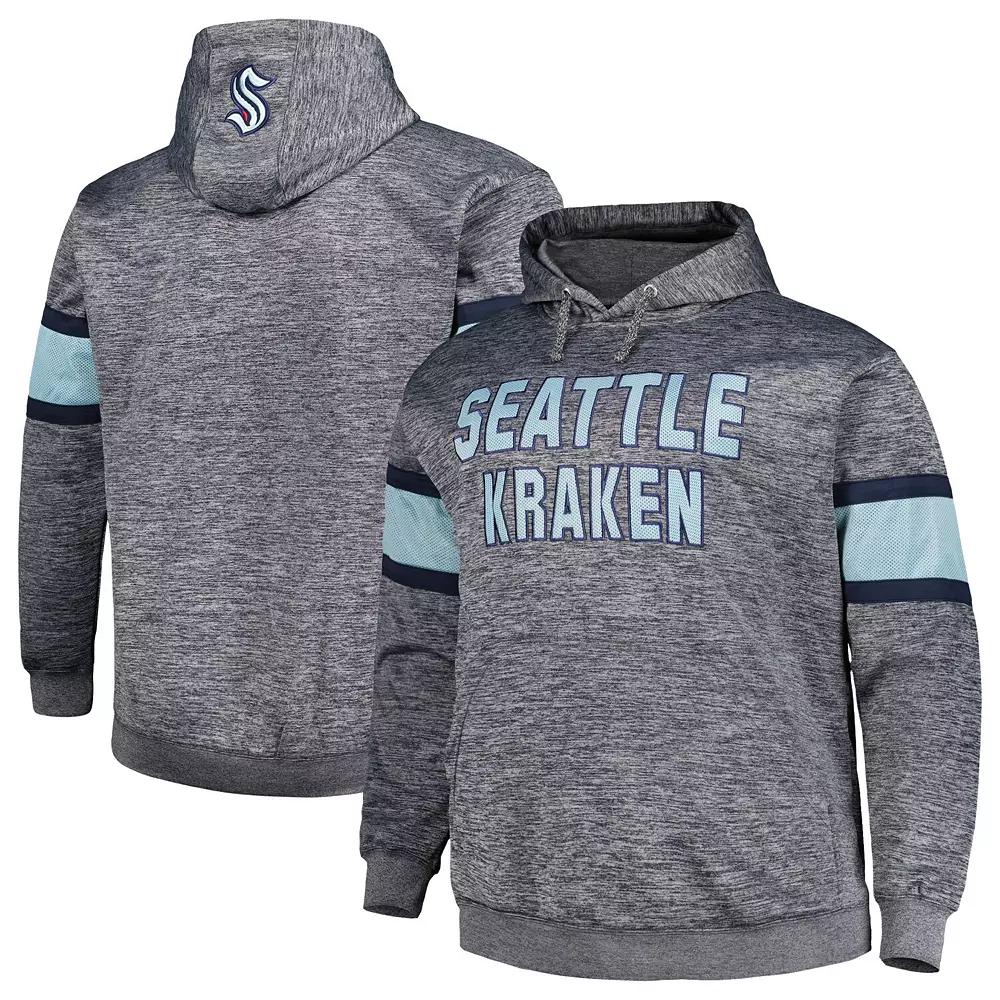 Men's Heather Charcoal Seattle Kraken Big & Tall Stripe Pullover Hoodie,  Product Image
