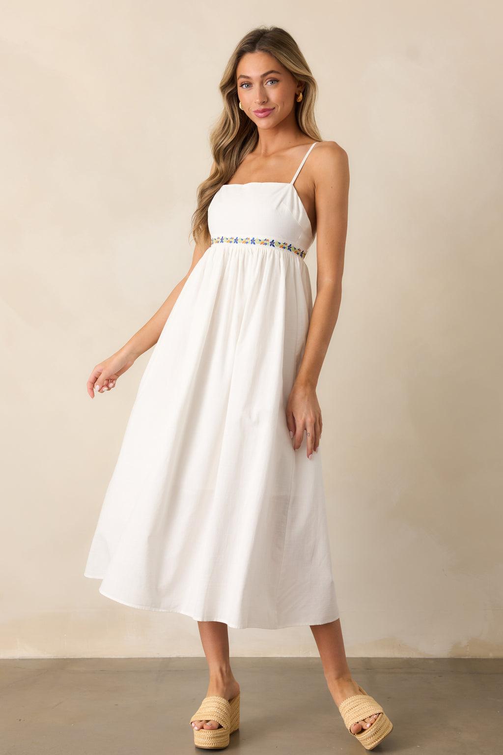 MINKPINK Elini Ivory Embroidered Midi Dress Product Image