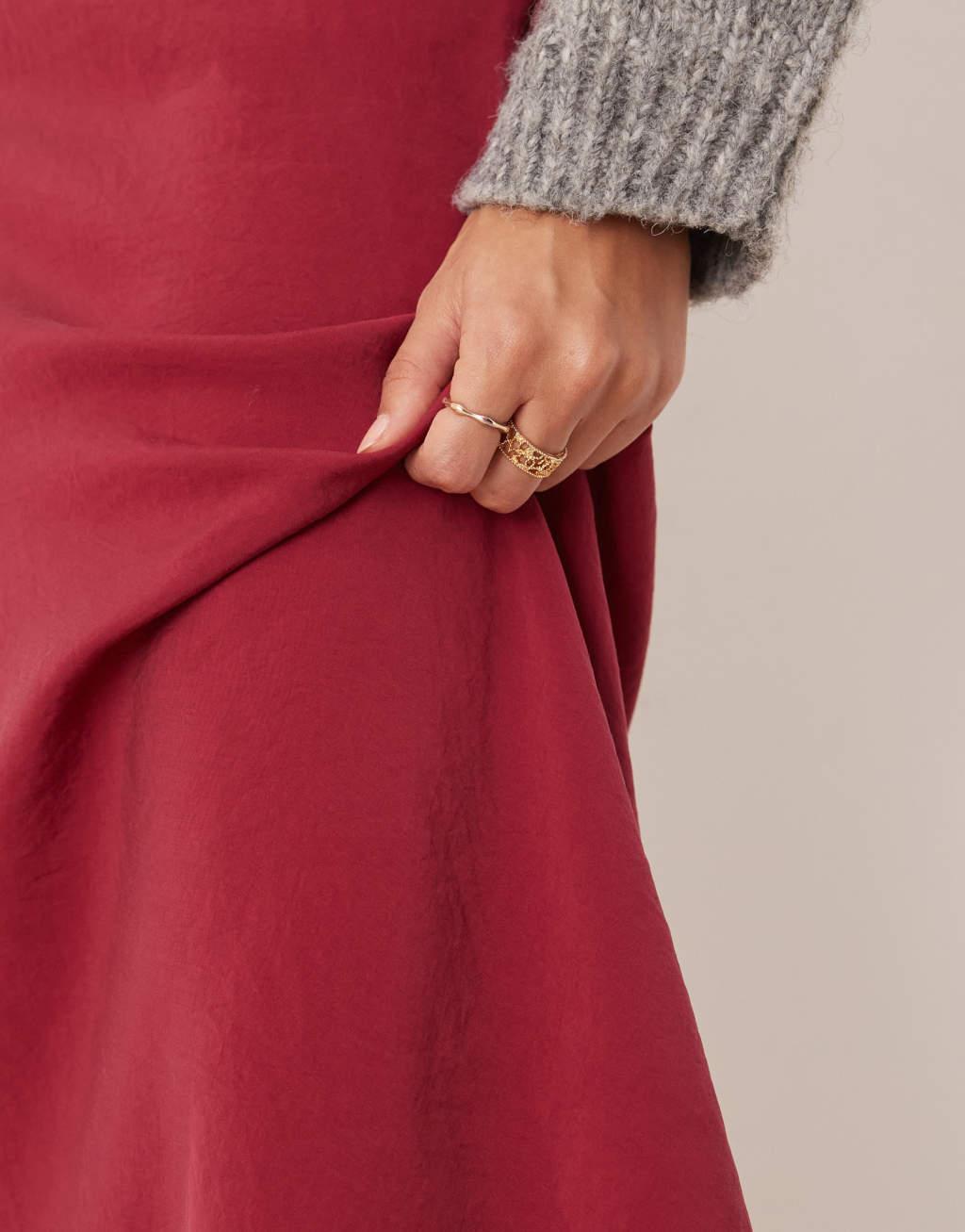 ASOS DESIGN soft touch bias midi skirt in red Product Image