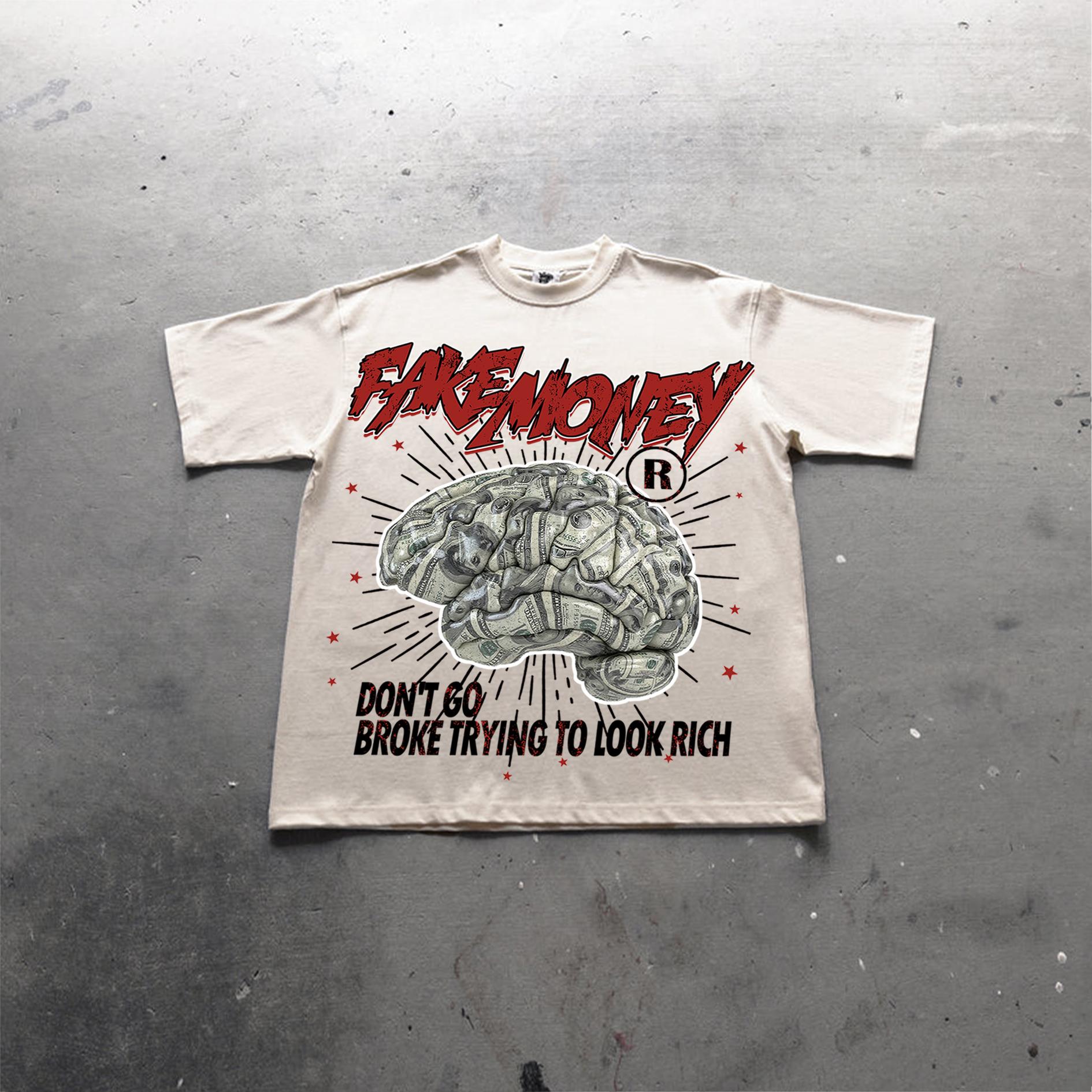 Sopula Don't Go Broke Trying To Look Rich Graphic Print Cotton T-Shirt Product Image