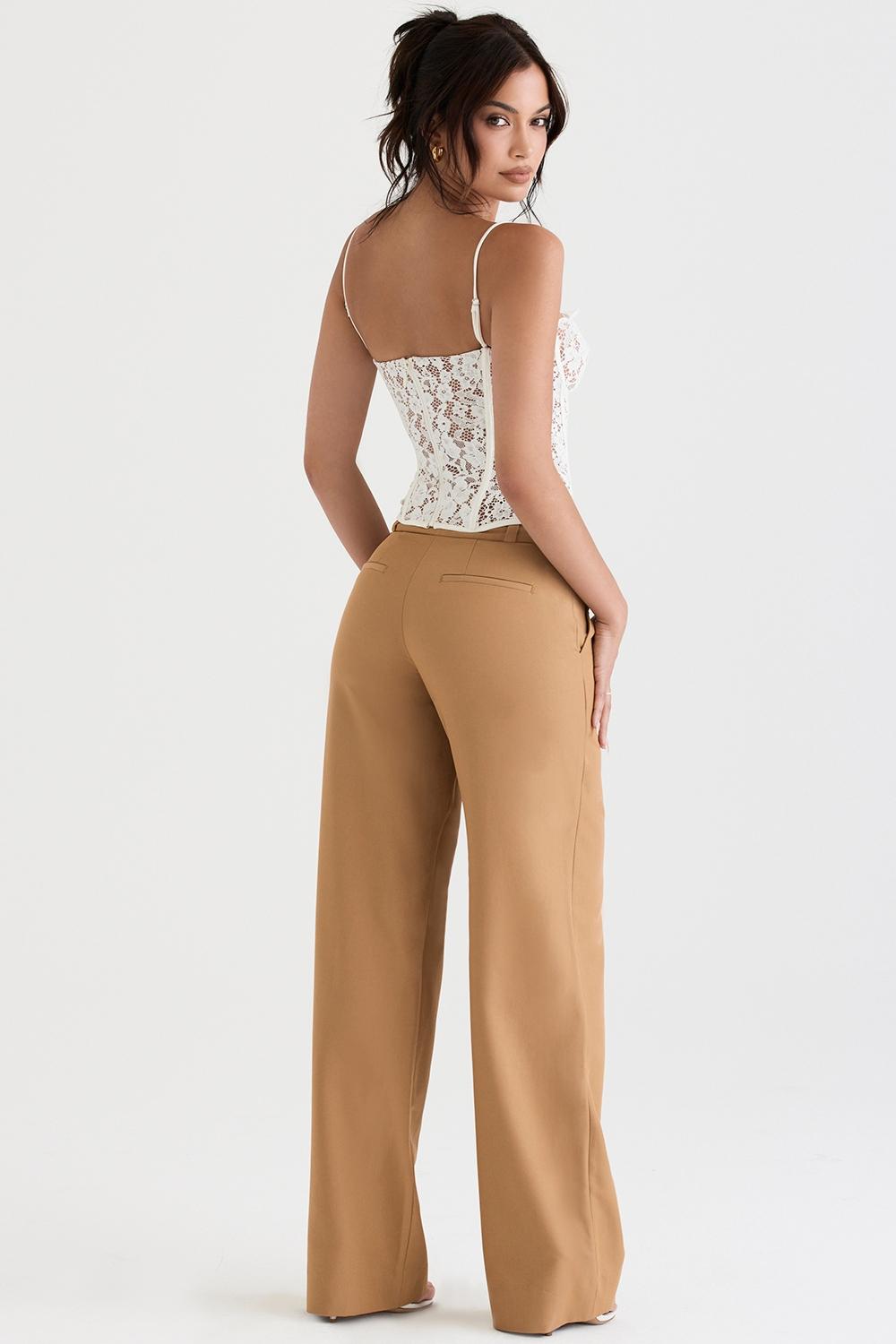 Cameron  caramel relaxed tailored trousers Product Image