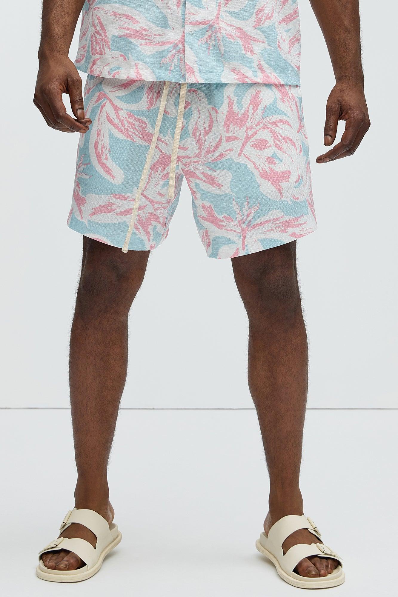 Pastel Floral Warm Up Shorts - Pink/combo Product Image