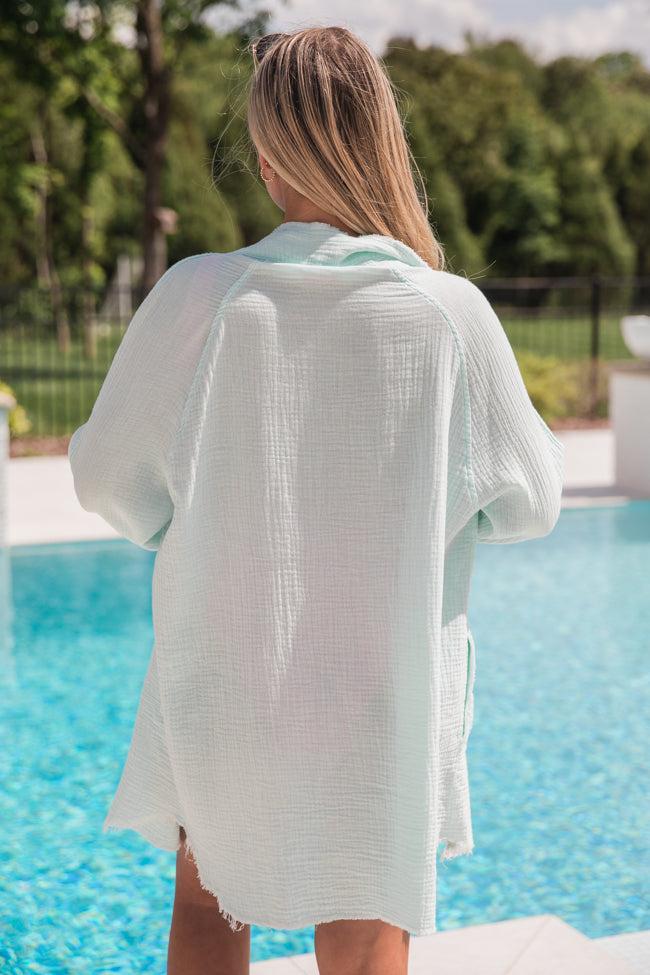 Sea Breeze Blue Gauze Button Up Dress FINAL SALE Product Image