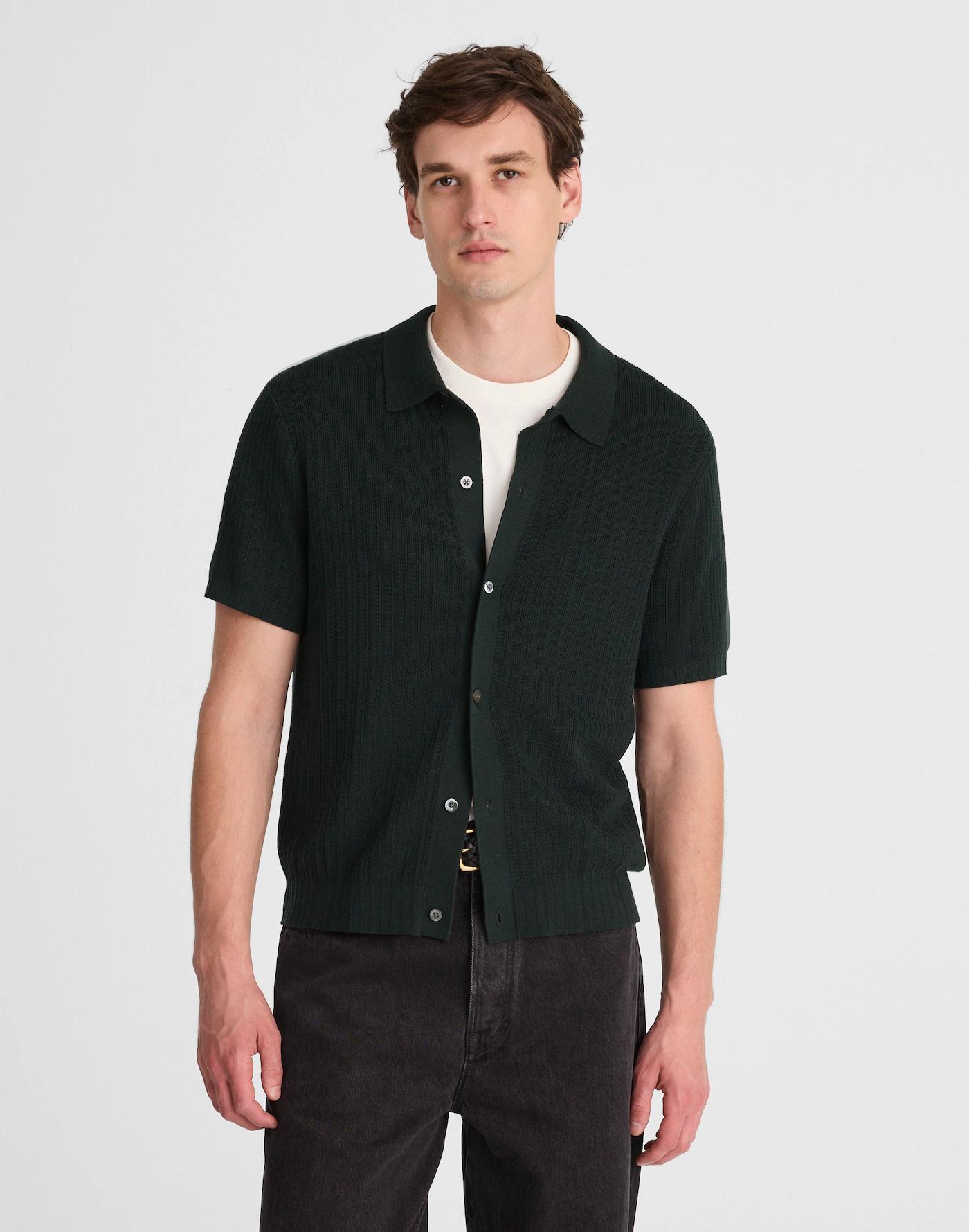 Tuck-Stitch Button-Up Sweater Polo Product Image