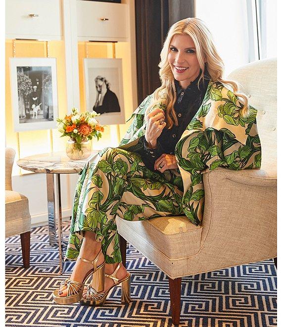 Buru Le Culotte Printed Brocade High Rise Cropped Wide Leg Pants Product Image