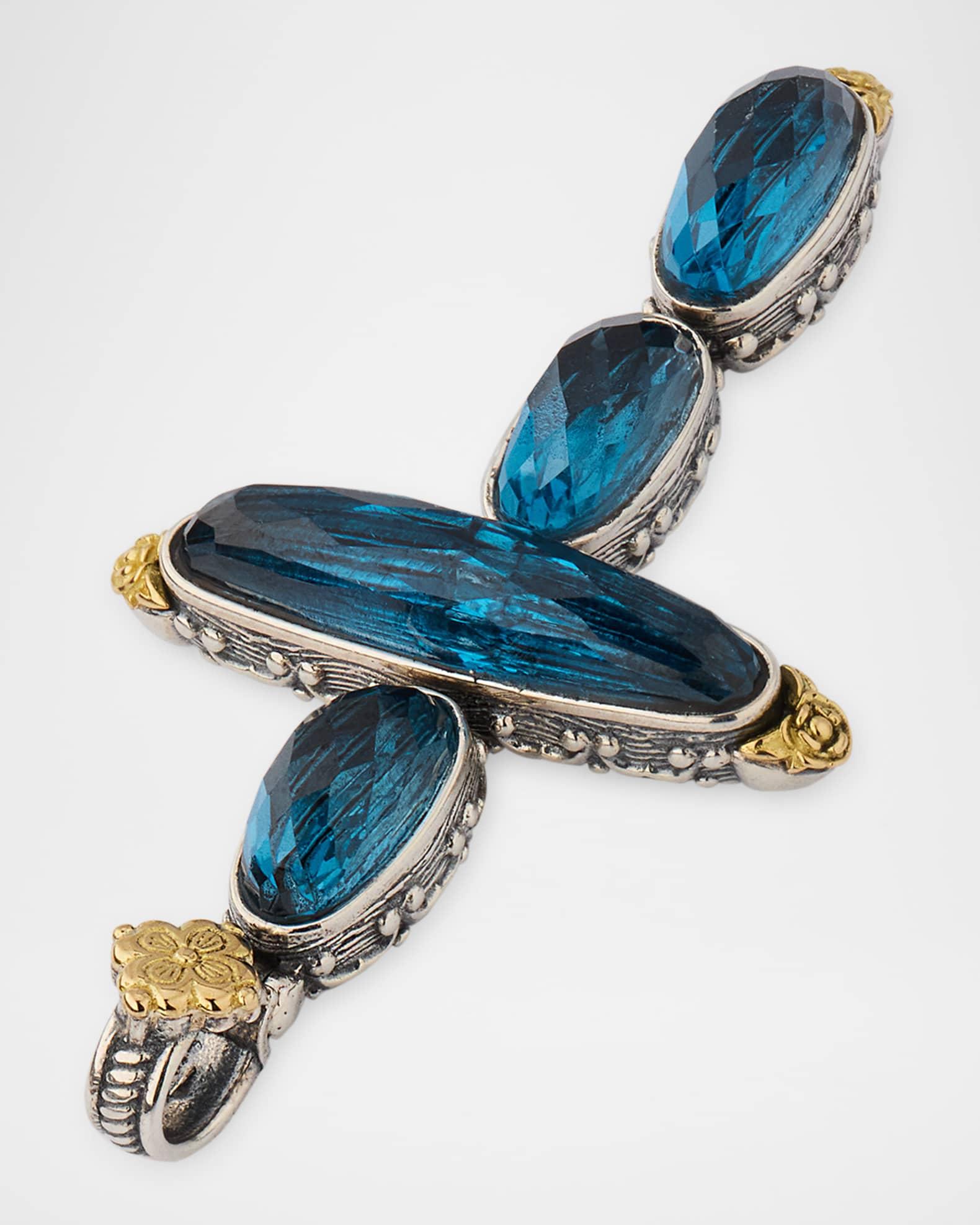 Kyma Two-Tone Blue Spinel Cross Pendant Product Image