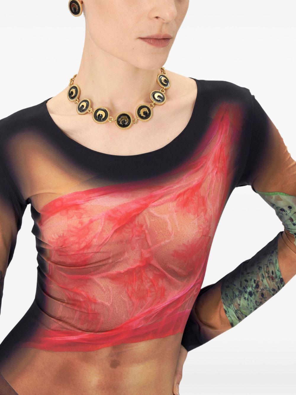 MARINE SERRE Multicolor Long Dress With All-over Graphic Print In Tech Fabric Woman In Beige Product Image