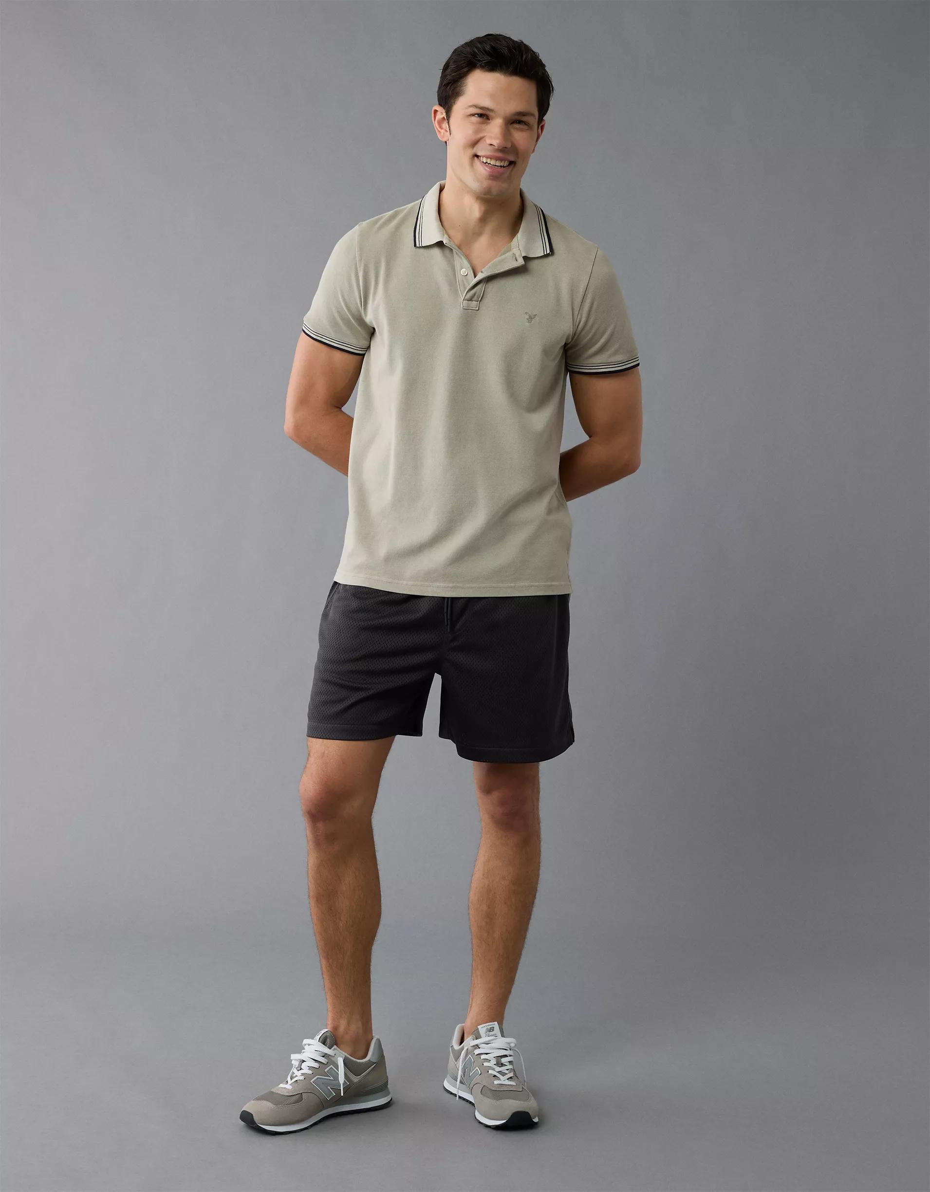 AE Lived-In Stretch Pique Slim Fit Tipped Polo Shirt Product Image