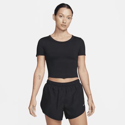 Nike Womens One Fitted Dri-FIT Short-Sleeve Cropped Top | FN2804-010 Product Image