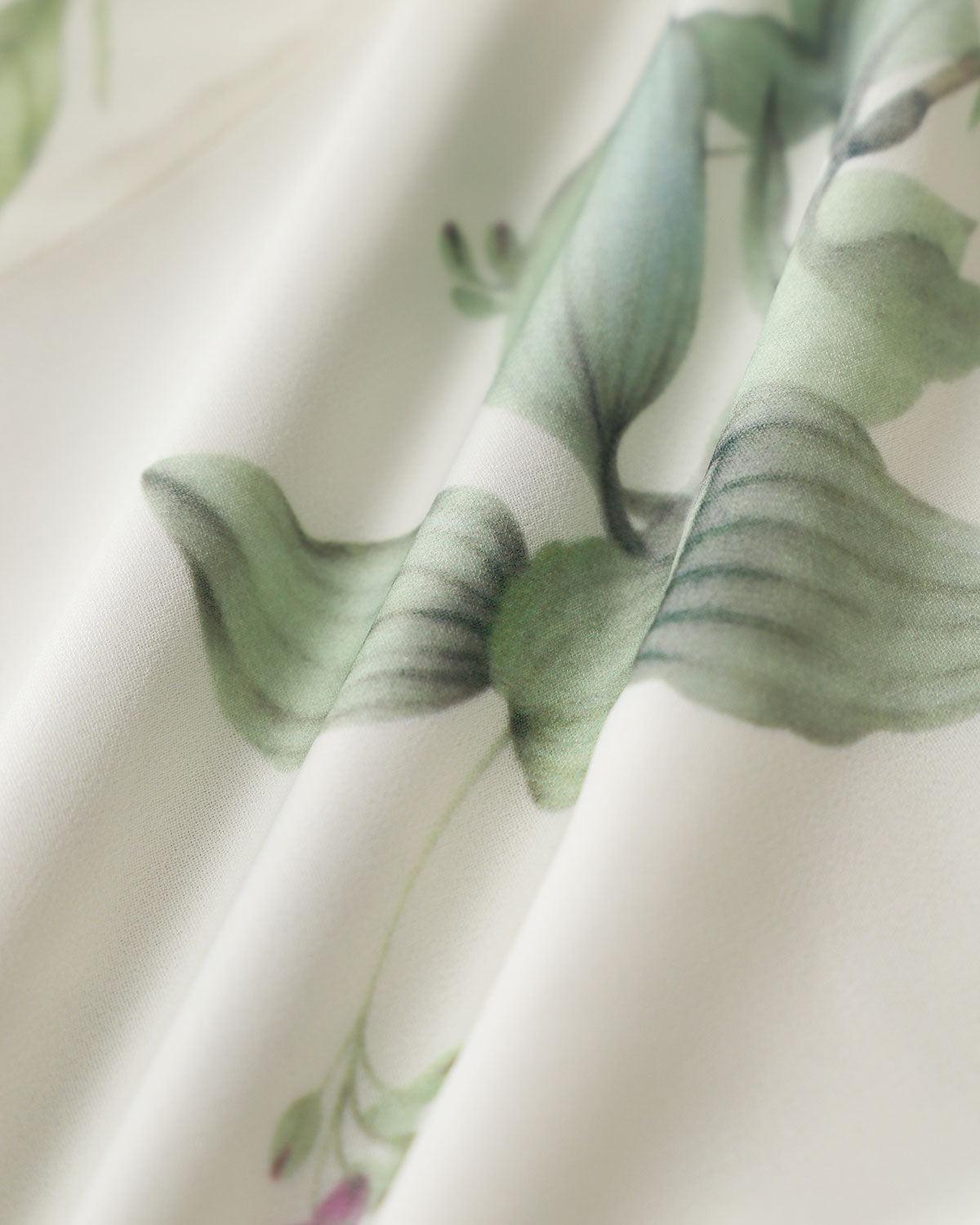 White Floral Pleated Slip Midi Dress Product Image