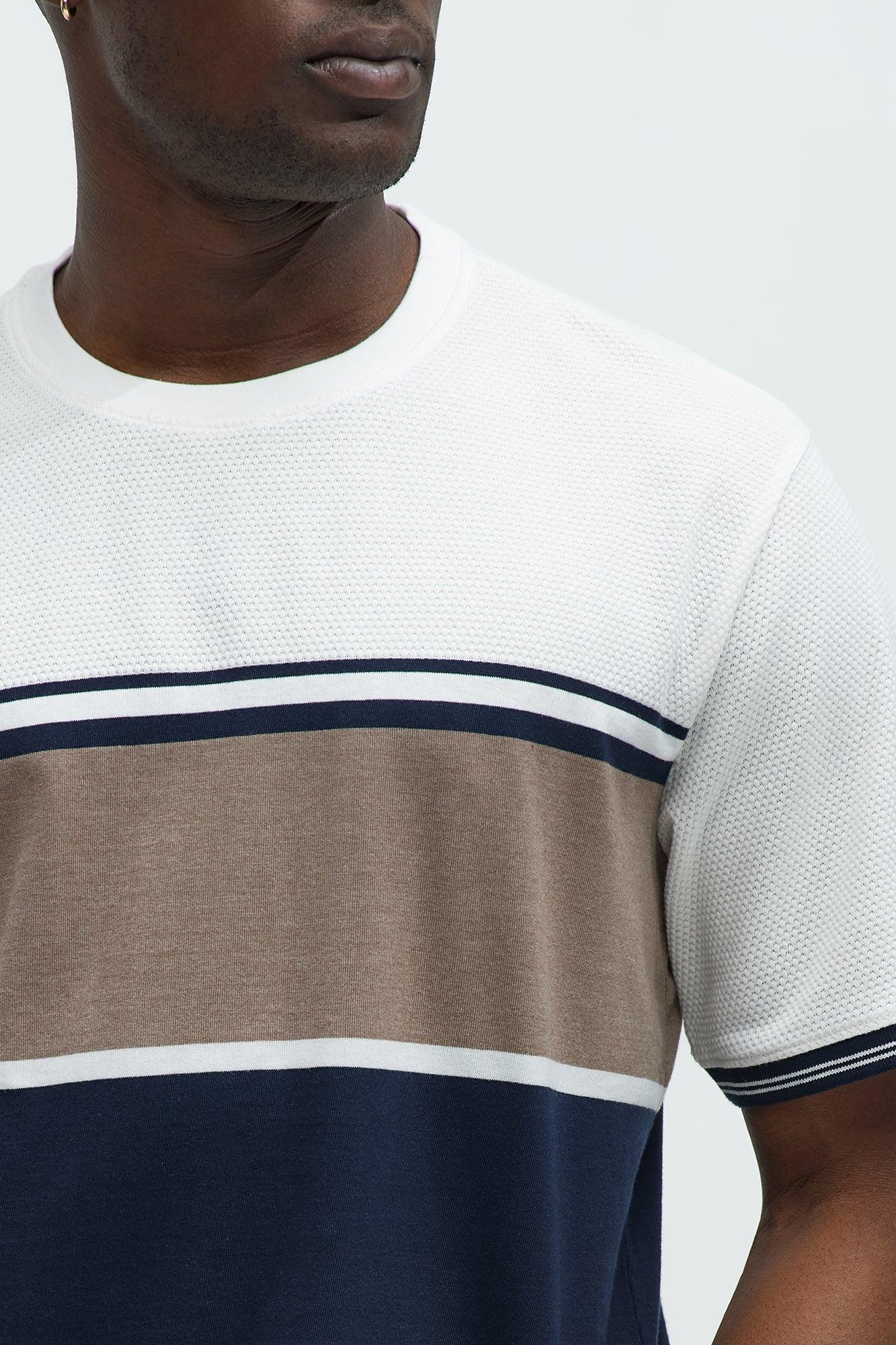 Colorblock Striped Short Sleeve Tee - Off White/combo Product Image