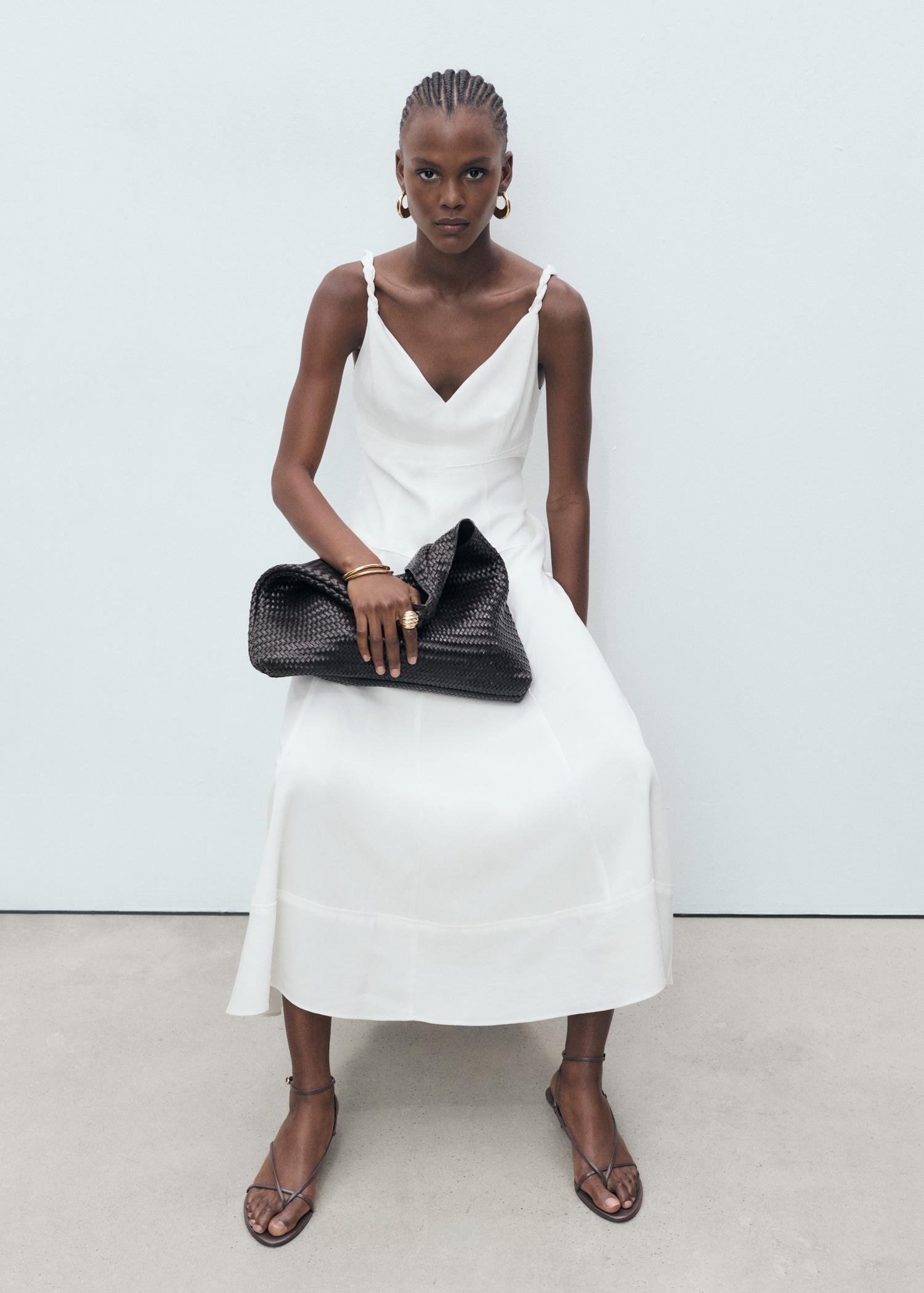 V-neckline long dress - Women | MANGO USA Product Image