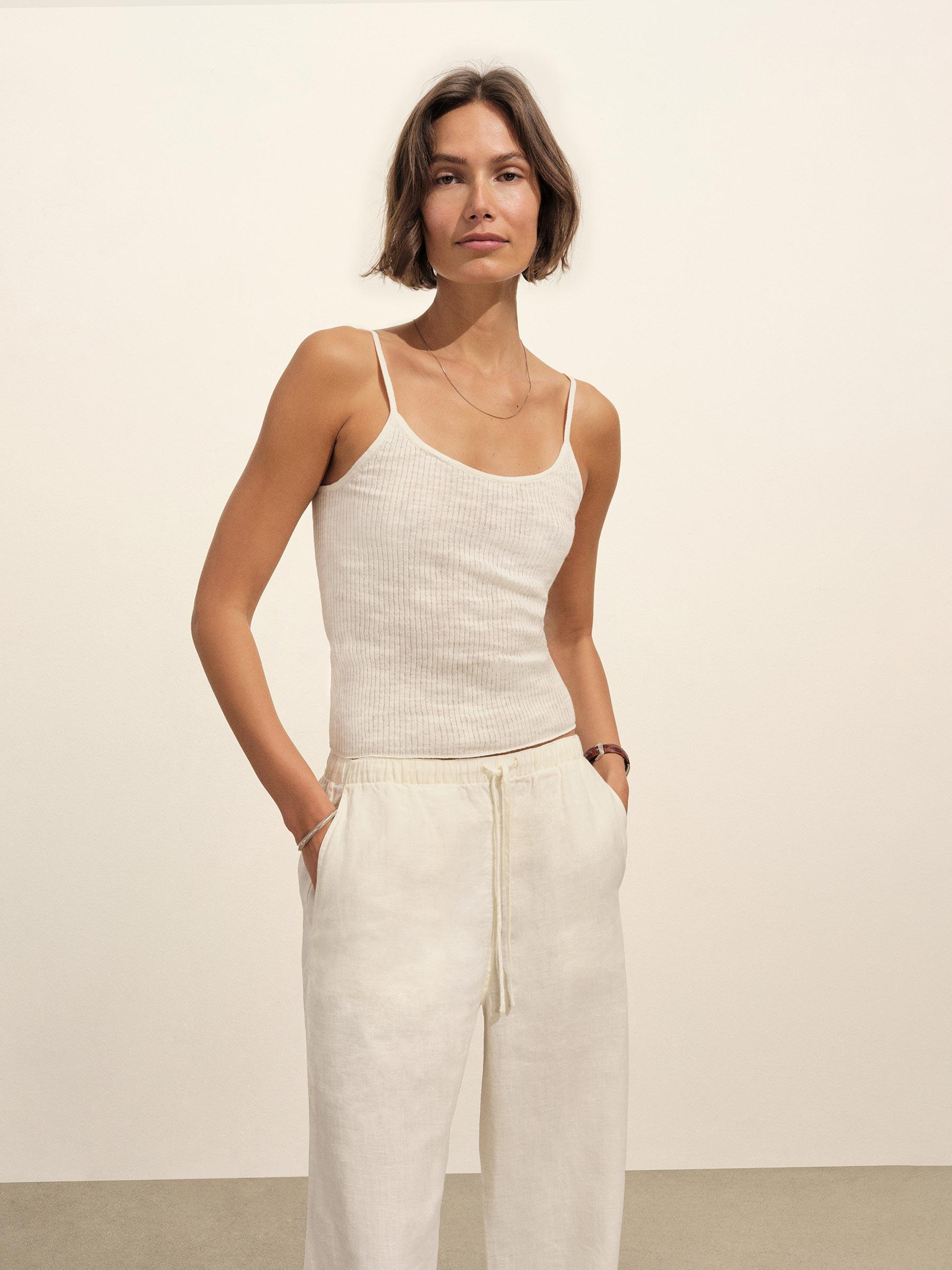Sea Shell Crosshatch Linen Easy Pant - Buck Mason- Modern American Classics Product Image