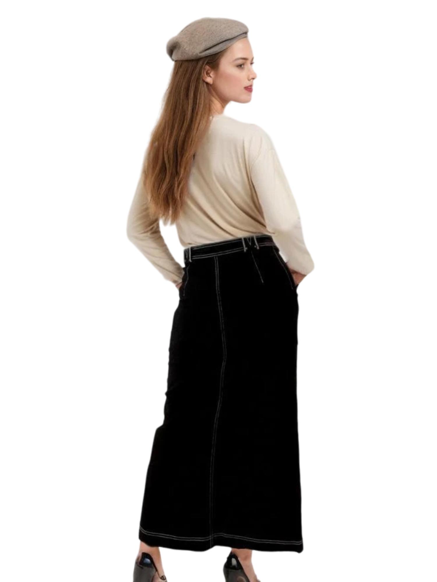 Pashmina Seamed Denim Skirt Product Image