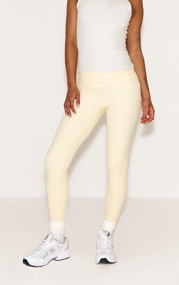 Petite Butter Cream Sculpt Wrap Waist Gym Legging Product Image