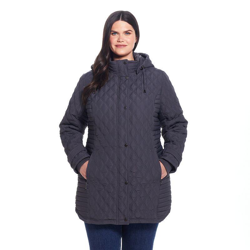 Women's Weathercast Ribbed Knit Quilted Hooded Walker Jacket,  Product Image
