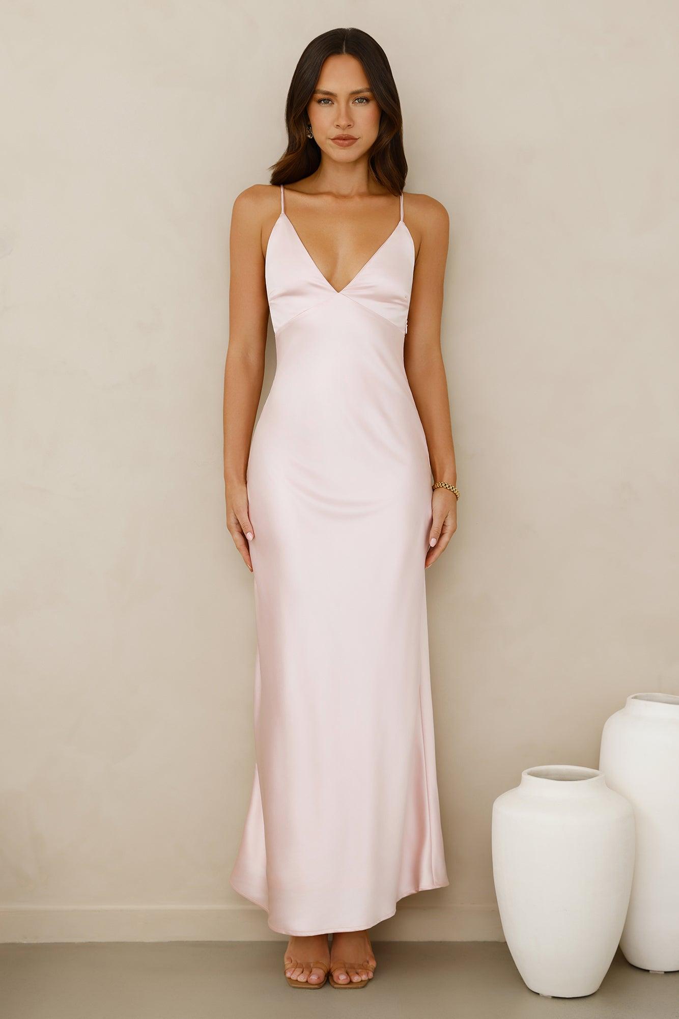 Chic 'Fit Slip Satin Maxi Dress Pink Product Image
