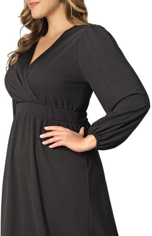 Portia Solid Long Sleeve Cocktail Dress - Plus Product Image