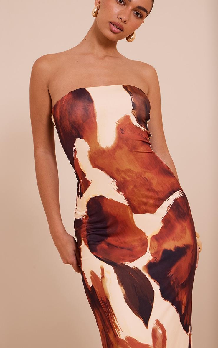 Rust Floral Printed Bandeau Maxi Dress Product Image