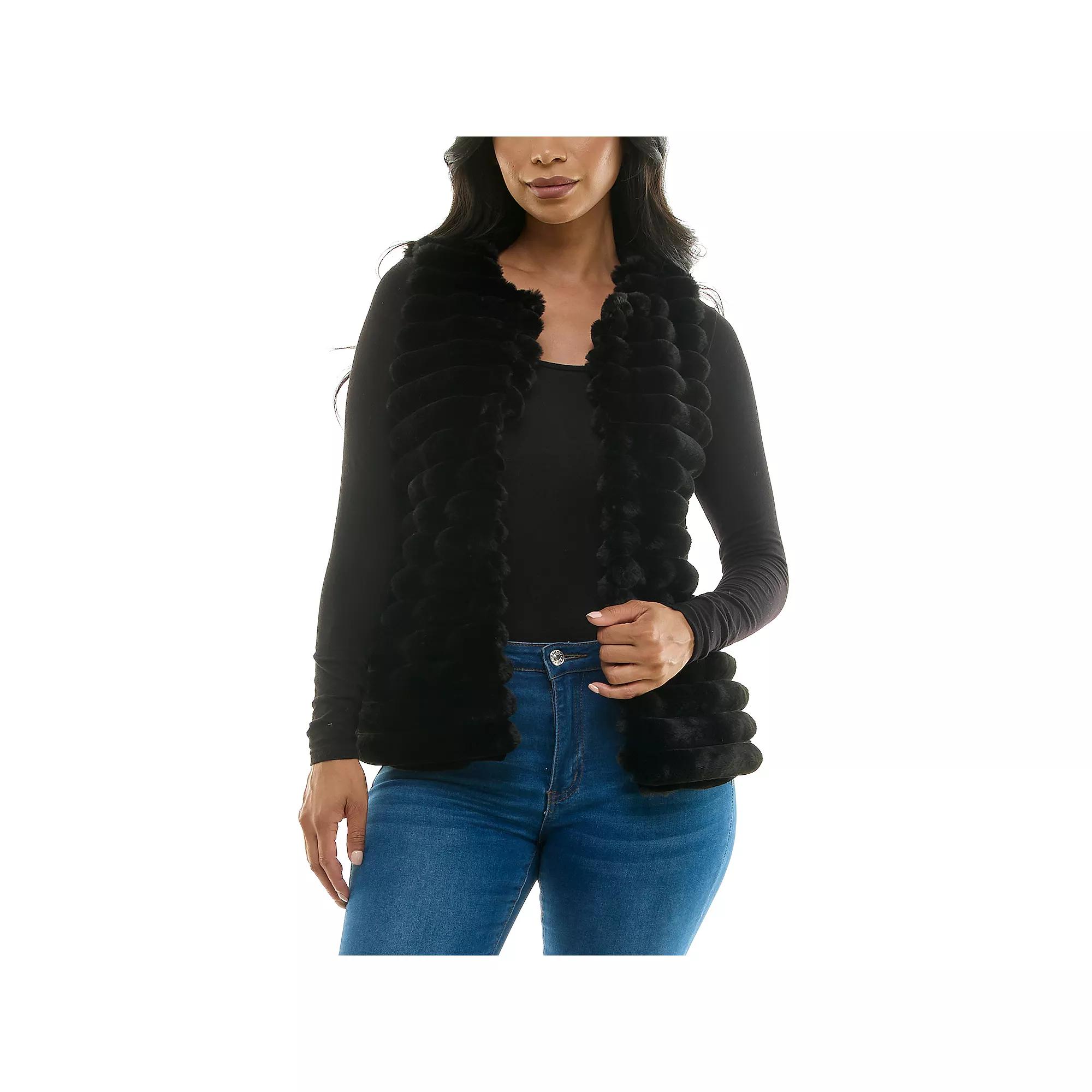Women's Nina Leonard Horizontal Faux Fur Vest,  Product Image