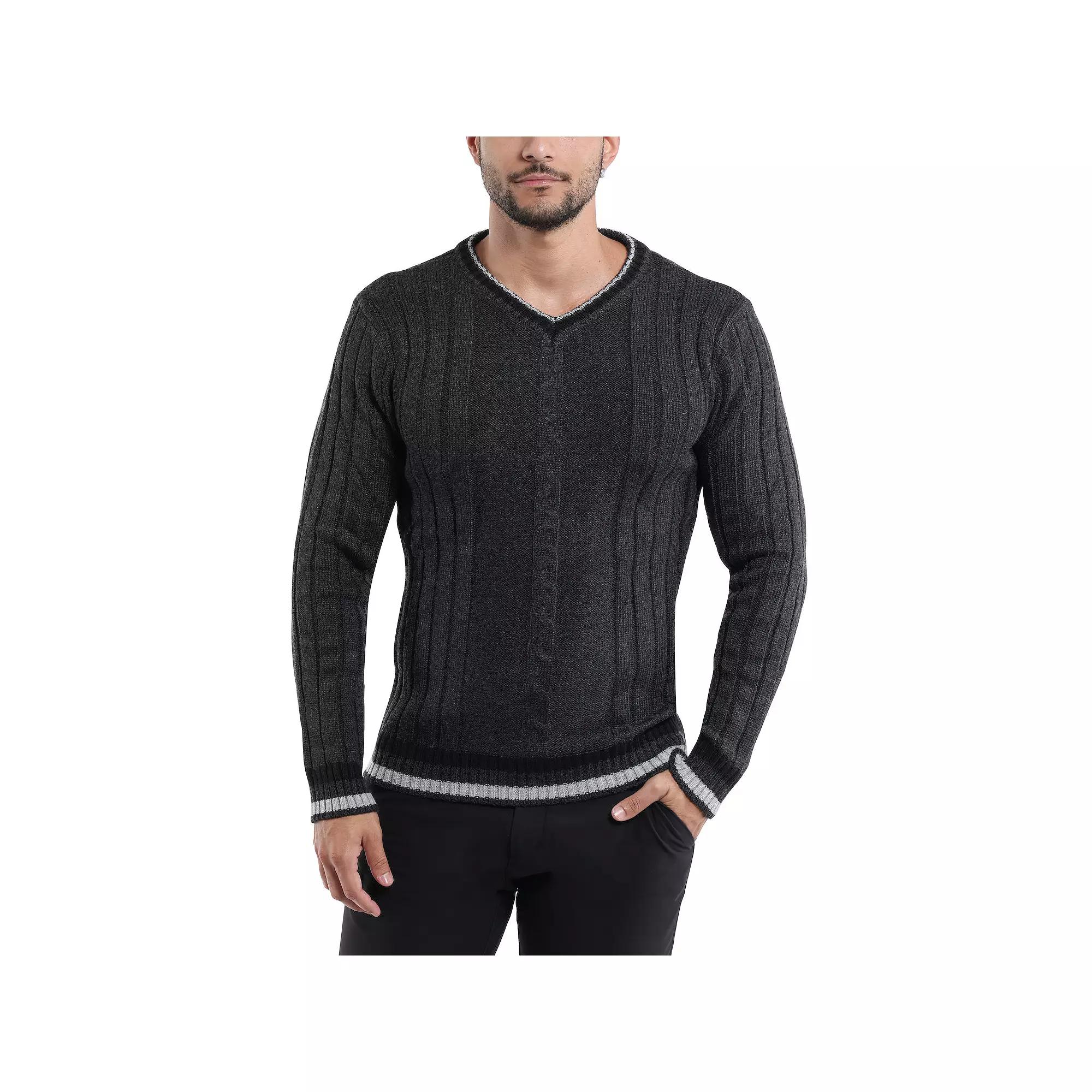 Men's Xray Cable Knit Tipped V-Neck Sweater,  Product Image