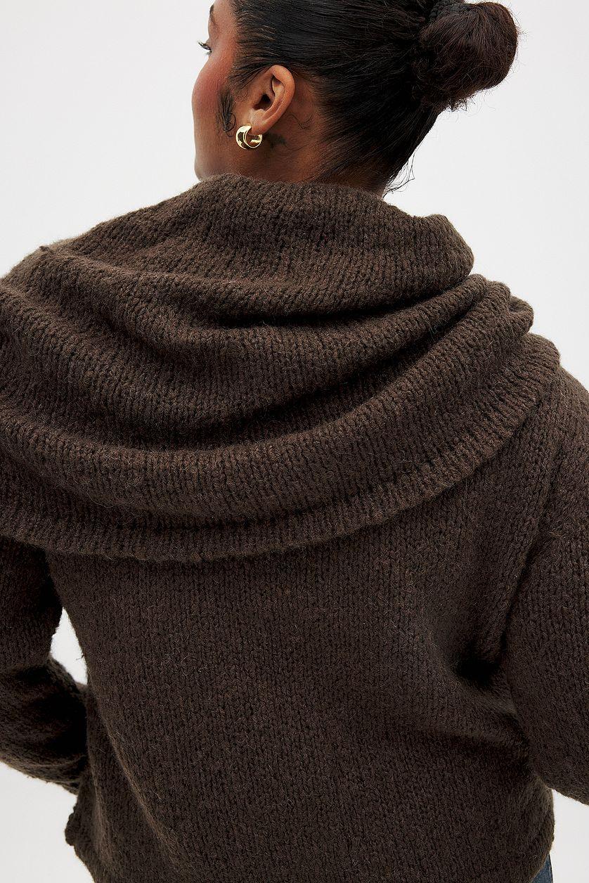 Wool Blend Neck Detail Overlap Sweater Product Image