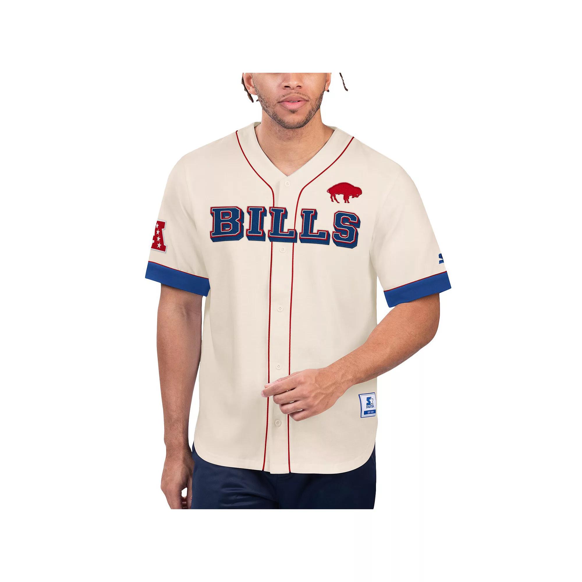 Men's Starter Cream Buffalo Bills Relay Vintage Full-Button Baseball Top,  Product Image