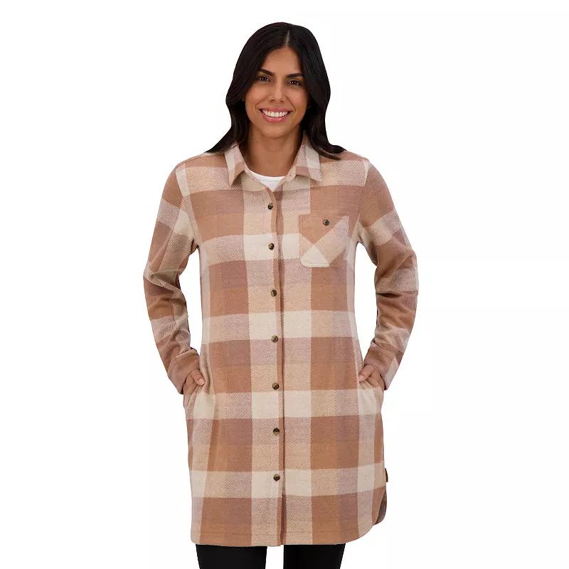 Women's ZeroXposur Luna Brushed Knit Plaid Shirtdress, Size: Small, Fig Scotch Product Image