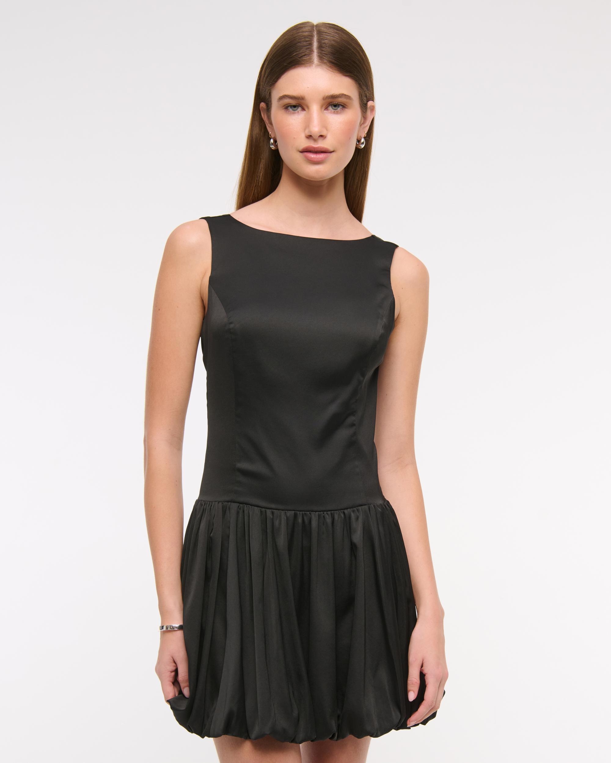 High-Neck Bubble Hem Mini Dress Product Image