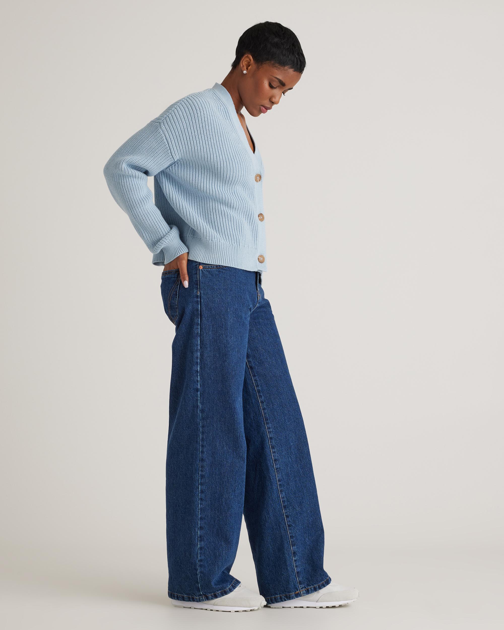 Quince | Women's Fisherman Boxy Cropped Cardigan Sweater Organic Cotton Product Image