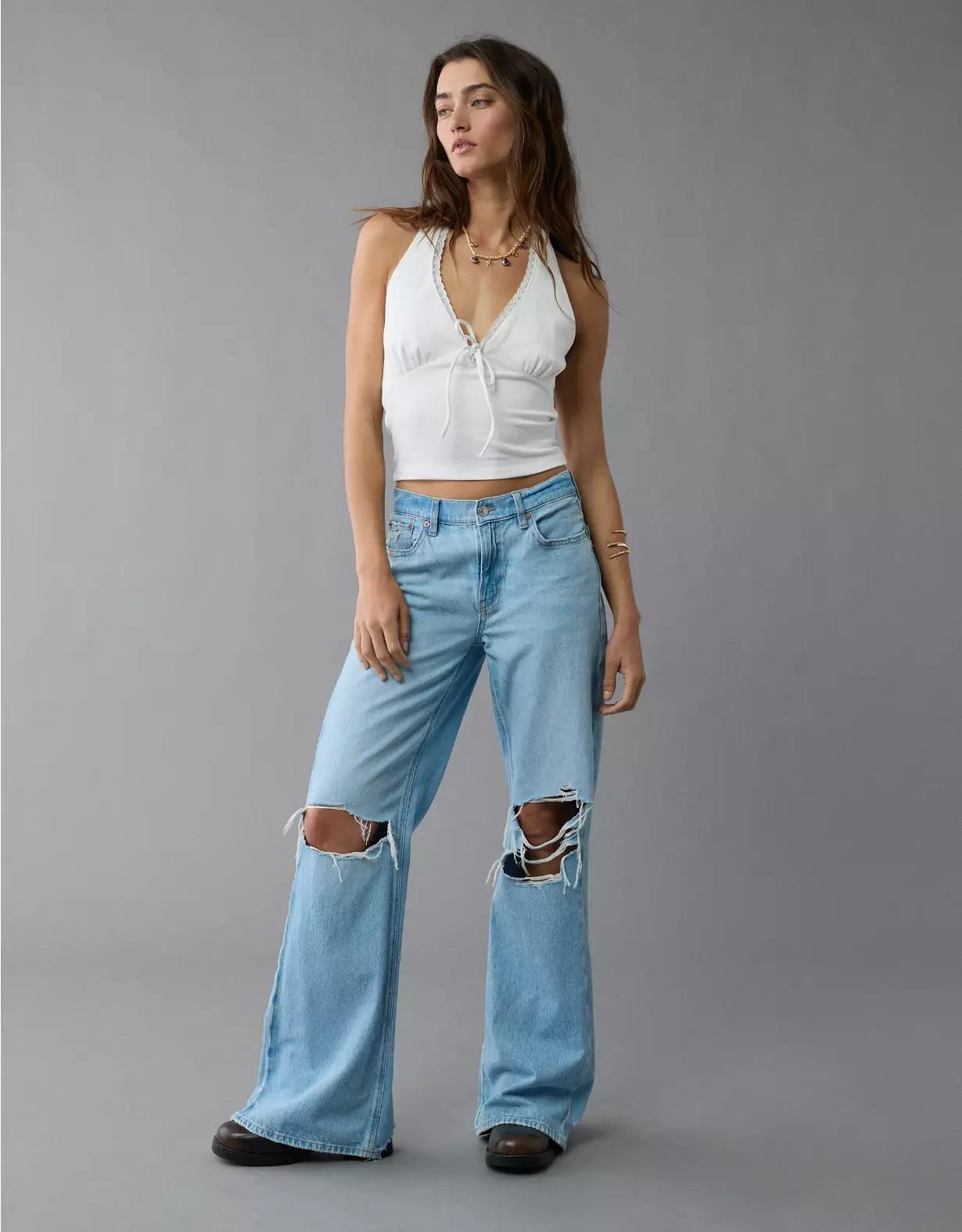 AE Tie Front Halter Crop Top Product Image