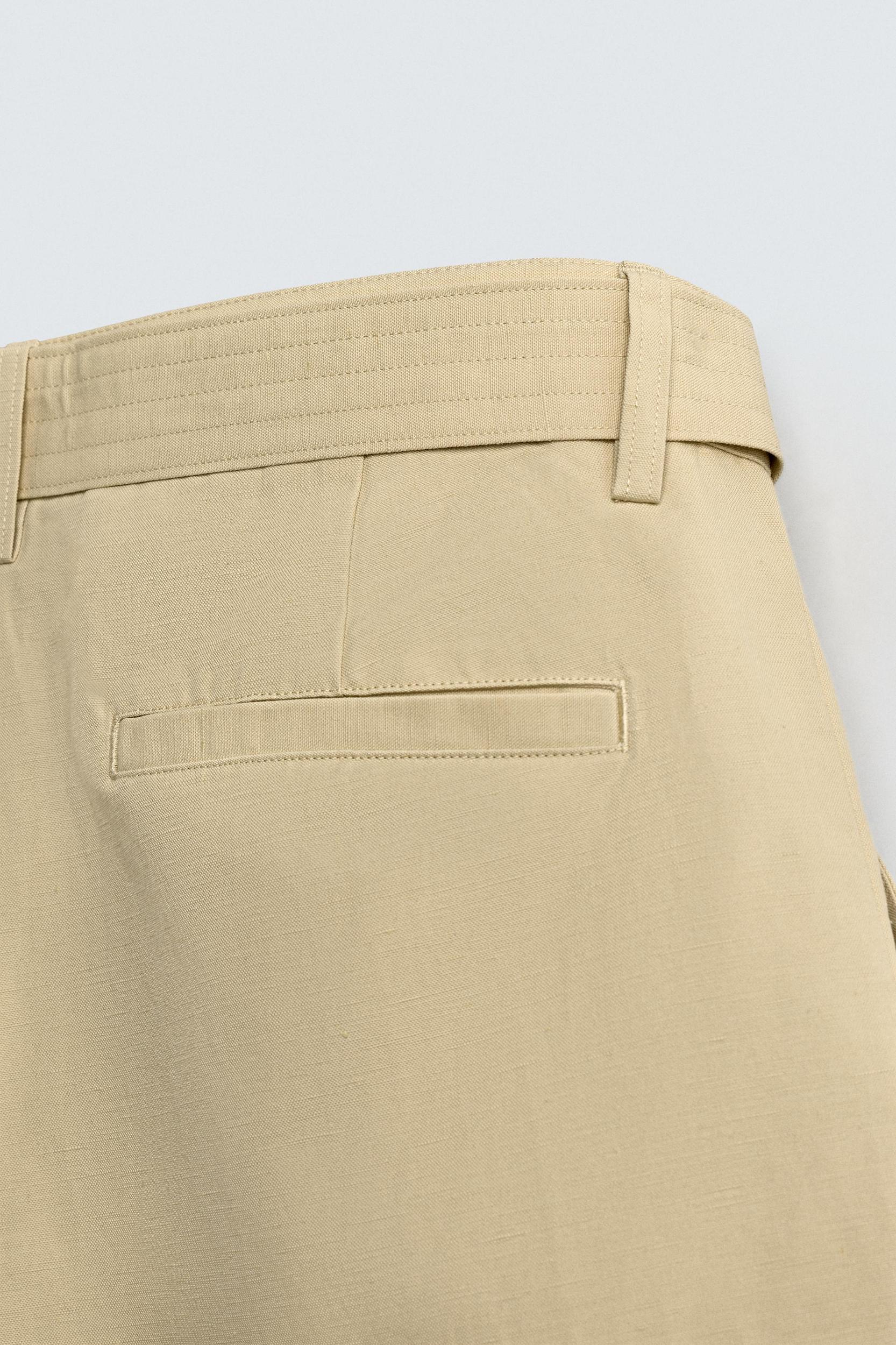 COTTON LINEN BELTED SHORTS Product Image